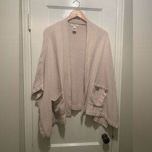 Barefoot Dreams Cozy Chic Cardigan OS Pale Grey Open Front Lounge Wrap